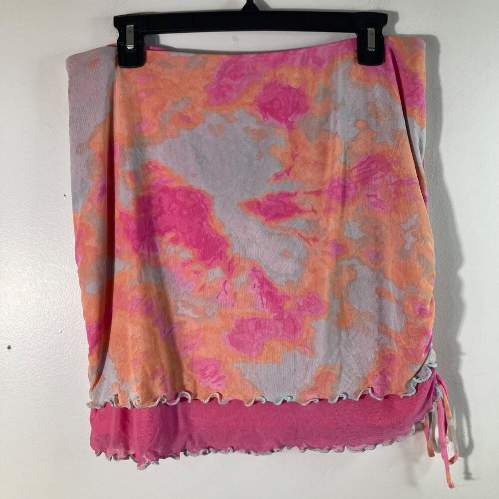 Womens Wild Fable Mesh Pink Tie Dye Swim Cover‎ Skirt  XL Pink NWT